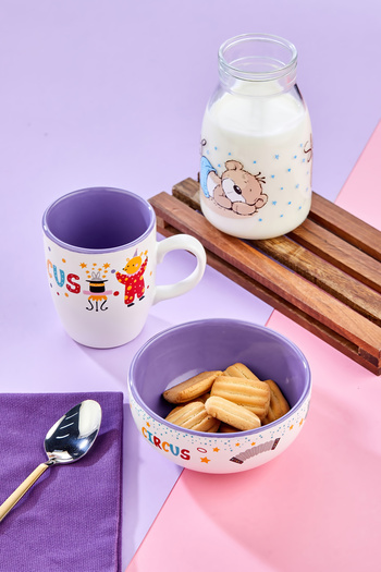 EMBazaar 2 Piece Feeding Set Purple/Mug and Bowl Set/Feeding Set for Children