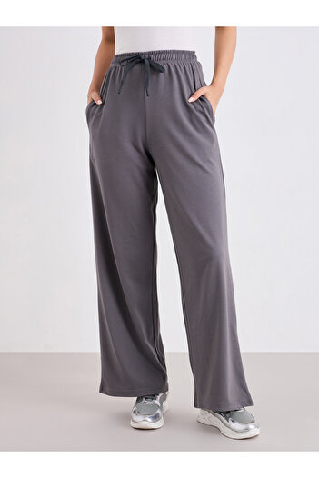 Styli Charcoal Wide leg Joggers with Drawstring