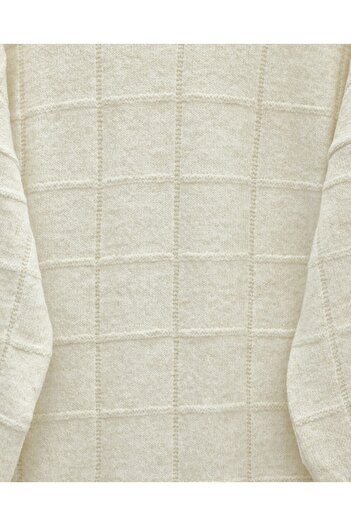 Modamorfo Square Patterned Slit Soft Knit Tunic - Ecru