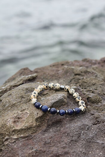 Esre Doğaltaş Takı Lapis Lazuli Natural Stone Anxiety Anxiety Men's Bracelet