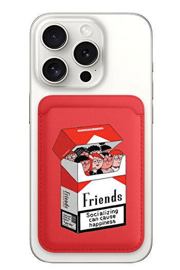 Cekuonline iPhone 11 12 13 14 15 16 17 Pro Max Plus Air Magsafe Mıknatıslı Kırmızı Kartlık Social