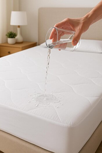 İpekçe 160 X 200 Elasticated Cotton Bed Protector, Liquid-Proof
