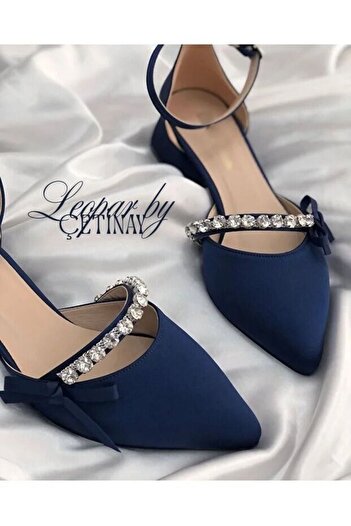 leopar by çetinay 399 Rosabelle "Stylish Stone Bow Detailed Satin Women's Heeled Shoes |   Night and Invitation Shoes"