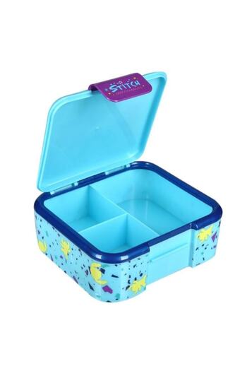 BREZIUM Children's Lunch Box with Stitch Design, Blue, 1280ml,