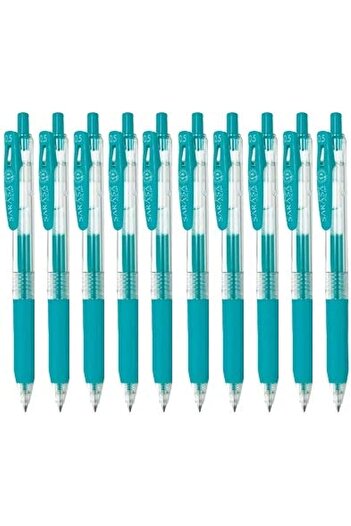 Zebra Technologies Zebra Sarasa Clip Retractable Gel Ink Pen, Rubber Grip, 0.5mm, Blue Green Ink, Value Set of 10