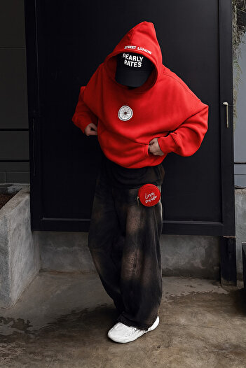 CLASSY.MODA 3 Thread Hooded Kangaroo Pocket Sweatshirt – Chest Round Minimal Printed Unisex