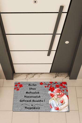 Dormot High Quality Digital Printing Grey, Standard, Autumn Stress Is Forbidden Themed Doormat