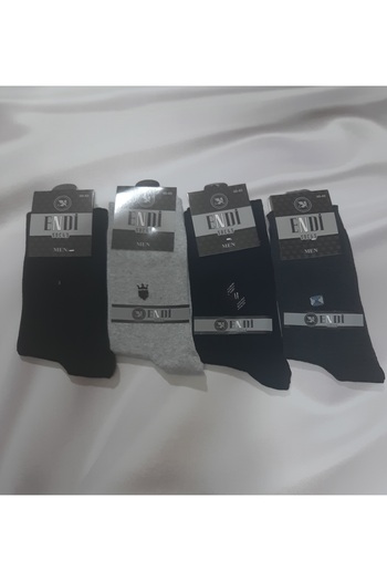 Butik Dark Colored Tiny Patterned 80% Cotton 4-Pack Men's Socks