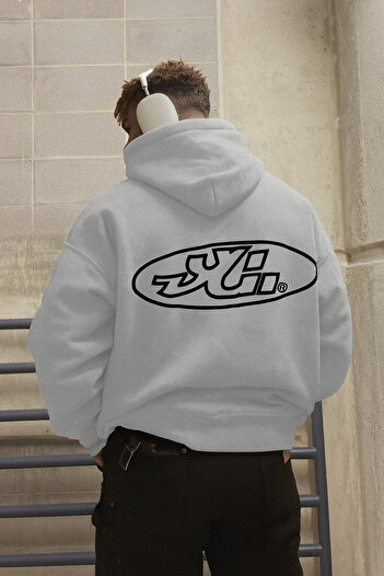 CLASSY.MODA Men's Hooded Sweatshirt Oval Graphic Letter Printed Oversize Hoodie