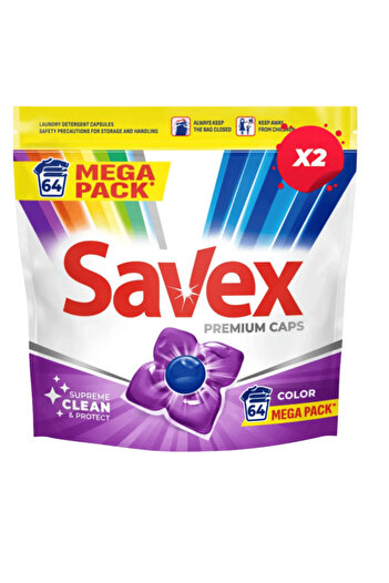 SAVEX X2 - DETERGENT SUPER CAPSULES 64 PCS. COLOR