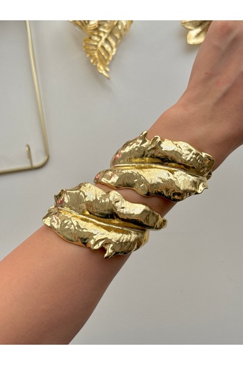 YOUES JEWELRY Thick Handcuff Bracelet Women's Bracelet Gold