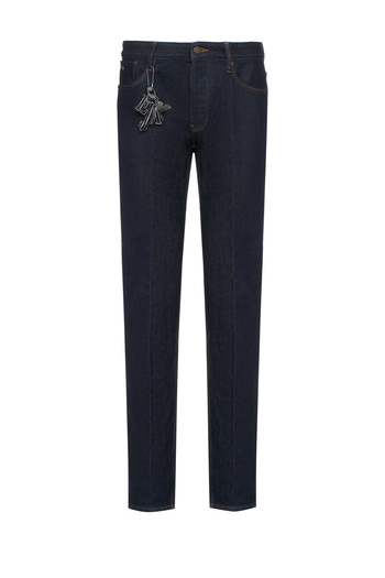 Emporio Armani Men's Flexible Cotton Regular Fit Straight Leg Navy Blue Trousers Em000668 Af19390-Mb001