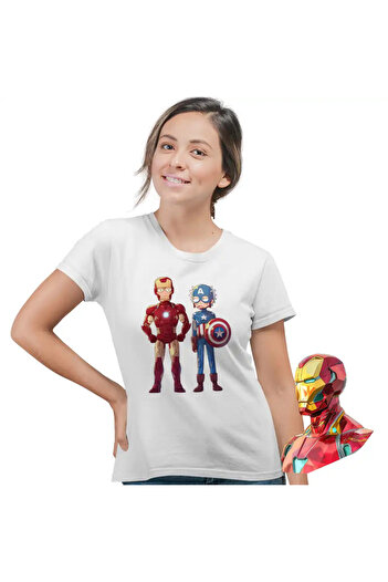 OEM Women's T-shirt Iron Man Rick and Morty Captain America