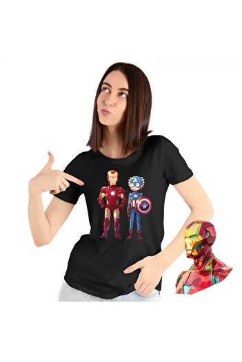 OEM Women's T-shirt Iron Man Rick and Morty Captain America