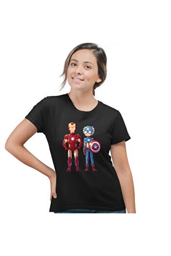 OEM Women's T-shirt Iron Man Rick and Morty Captain America