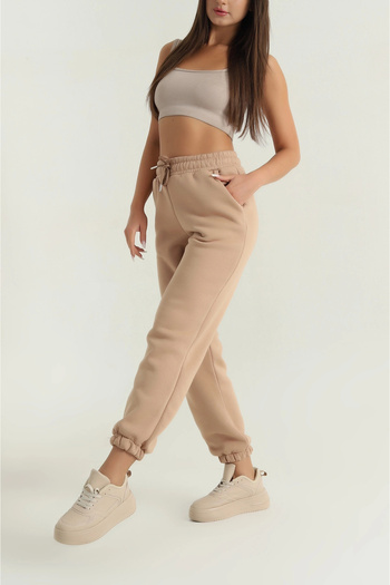Işıltı kidss 3 Thread Ribbed Leg Elasticated Sweatpants Biscuit Is001
