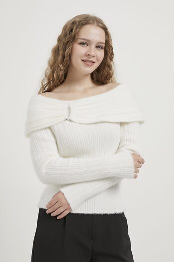 Arma Life Armalife 1192 Accessory-Detail Madonna Neck Tricot Women's Sweater