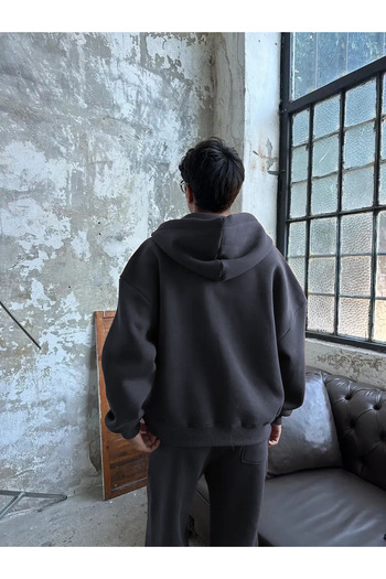 BARLİZ Men's and Women's Oversize Basic Unprinted Zippered Cardigan