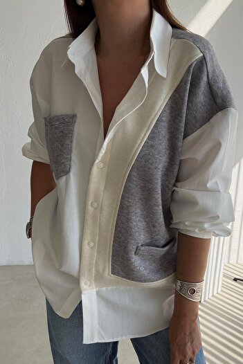 ELVAN TOLON White Knitwear Detailed Shirt