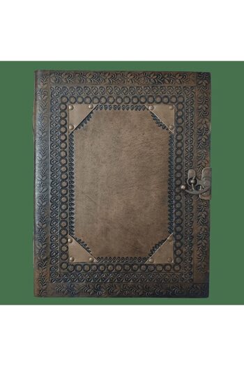 OEM Guest Book | Leather Journal | Handmade in India | Classic Vintage Pattern | 33 × 25 × 2.5 cm