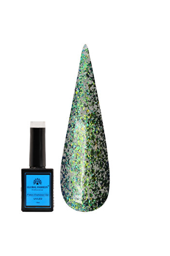 global fashion Flakes Chameleon Gel Nail Polish 15ml – Color Changing UV/LED Soak-Off Gel, Long-Lasting Salon Grade