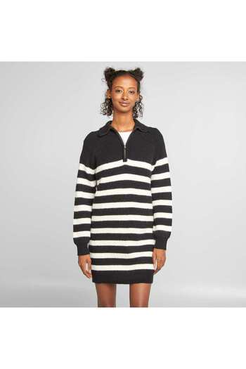 KIABI Jumper dress with zip-up high neck BLACK