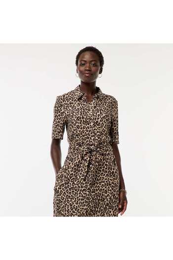 KIABI Long Shirt Dress with Waist Belt BEIGE