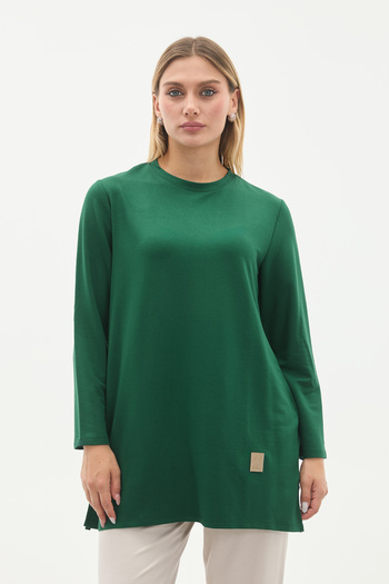 Linvey Crystal Crew Neck Embroidered Long Tunic
