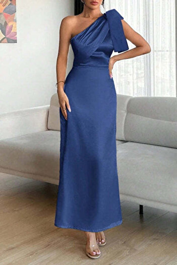StreetWear Outlet Women's Elegant Dress, Satin, One Shoulder