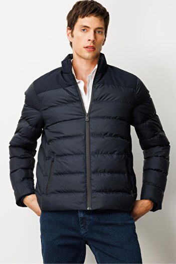 Desen Triko Men's Quilted Puffer Jacket Navy Blue