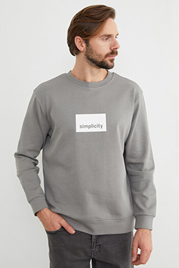 Fulla Moda Simplicity Letter Print Crew Neck Sweatshirt