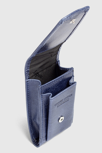 Fiyaka Ar-004 Genuine Leather Cigarette Case Crazy Navy Blue