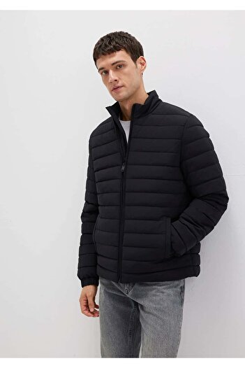 Mavi Stand Collar Black Men's Seasonal Coat 0110618-71379