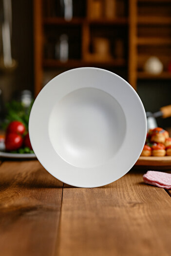 Denia Home | Lento | Mat Beyaz Makarna Tabağı 26 Cm