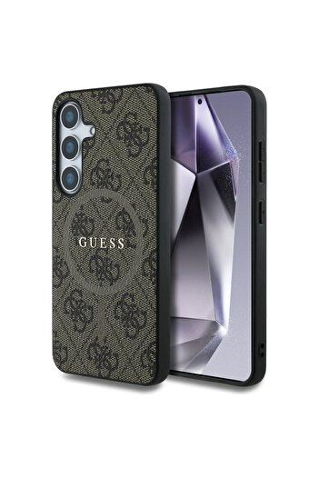 Guess Case for Samsung Galaxy S25, 4G Ring Classic Logo MagSafe, Brown