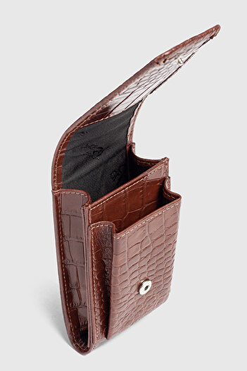 Fiyaka Ar-004 Genuine Leather Cigarette Case Croco Brown