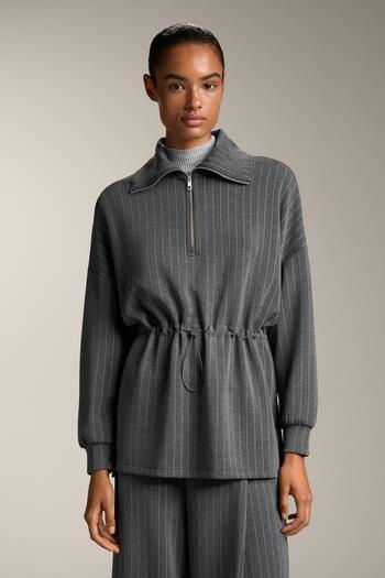 Oysho Long striped jacket with adjustable waist and soft-touch modal