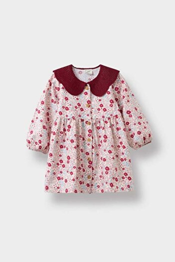 DeFacto Baby Girl Bebe Collar Floral Long Sleeve Twill Dress (25 Au)