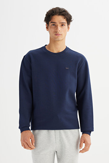 Lee Regular Fit Normal Cut Crew Neck Printed Navy Blue Sweatshirt