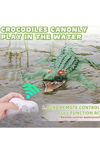 COOYA RC Crocodile Boat,2.4GHz Alligator with Glowing Eyes,Lake & Pool Floating Toy for Kids Aged 3+