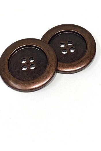 karantuhafiye Italian Giant Size Metalized Button / Set of 2 / 5 cm Copper