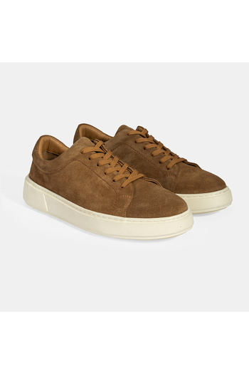 Desa Men's Tan Lace-Up Suede Sneakers