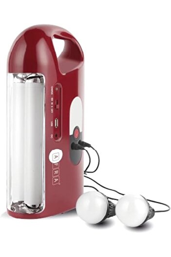 Afra Rechargeable Lantern, 10 Watts, 40pcs Tube + 2w Bulb, Red, Plastic Body with 6v 4000ah Lead-Aci