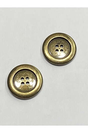 karantuhafiye Italian Giant Size Metalized Button / Set of 2 / 5 cm Oxide