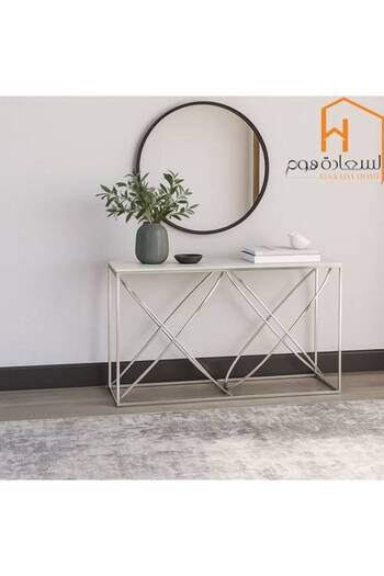 Al Saada Home Console Table with Marble Top - 80 x 40 x 140 cm