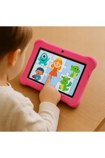 zola Educational tablet for children, 7", Android 10, 2GB RAM, 16GB, Wi-Fi, dual camera, pink case
