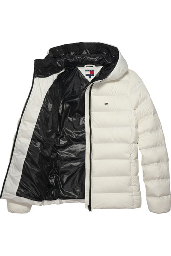 Tommy Hilfiger Kadın Marka Bayrak Logolu Sabit Kapüşonlu Kapitone Dolgulu Beyaz1 Mont DW0DW21617 YBL
