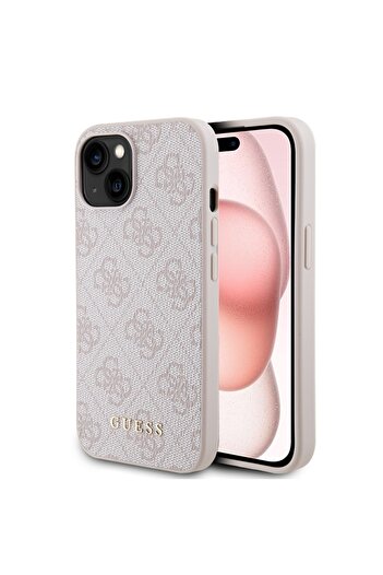 Guess Case for iPhone 15, Hardcase 4G Metal Gold Logo, Pink