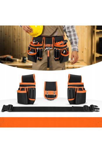 zola Tool belt with 22 pockets, hammer holder, adjustable 67-136 cm, textile material