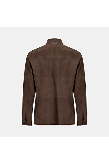 Desa Men's Brown Suede Shirt